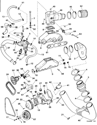 EVINRUDE-JOHNSON 3857763 Fitting, Exhaust Elbow