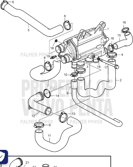 Order VOLVO PENTA 3584330 Hose | Therm. Housing
