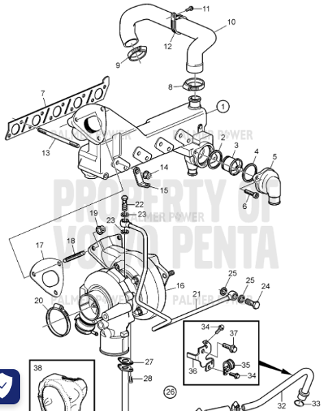 Order VOLVO PENTA 3801271 Turbocharger, Reman