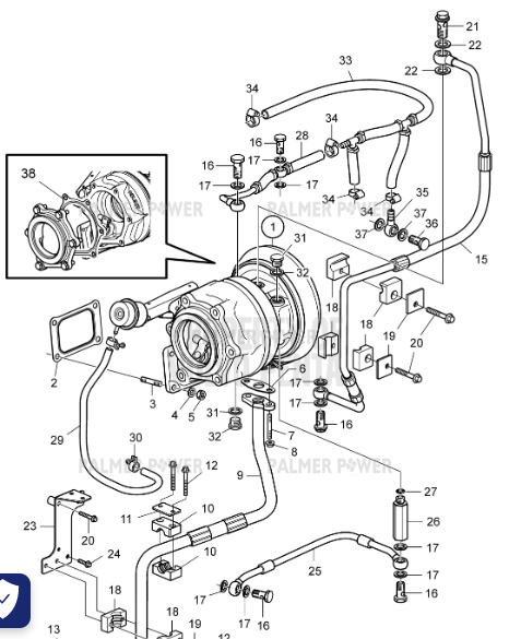 Order VOLVO PENTA 3801526 Turbocharger, Reman