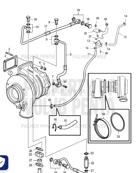 Order VOLVO PENTA 3801616 Turbocharger, Reman