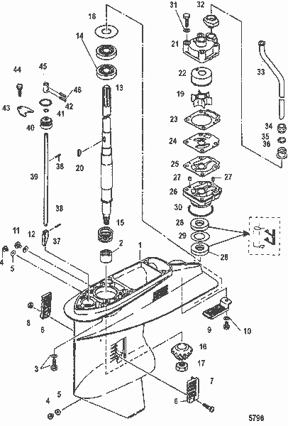 Order MERCURY 826053 2 Housing, Water Pump Lower