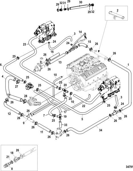 Order MERCURY _ 864989A01 _ Fitting Assembly, Lower Distribution