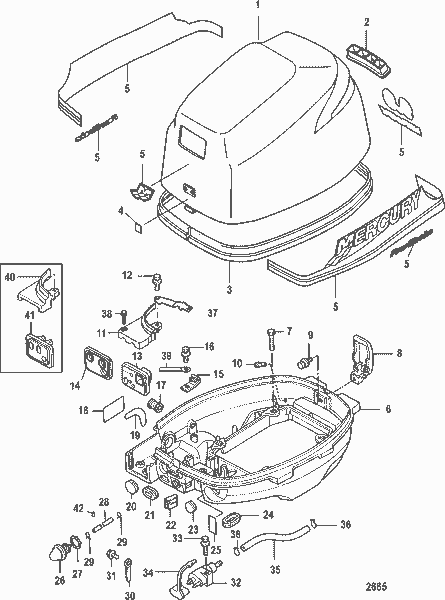 Order MERCURY 8M0074491 Top Cowl Assembly, No Decals