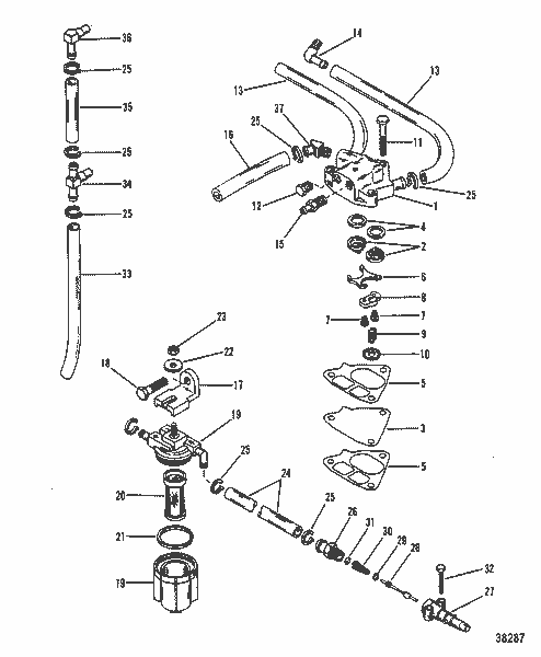 Order MERCURY 70007 Fitting, 45 Degree, Fuel Pump