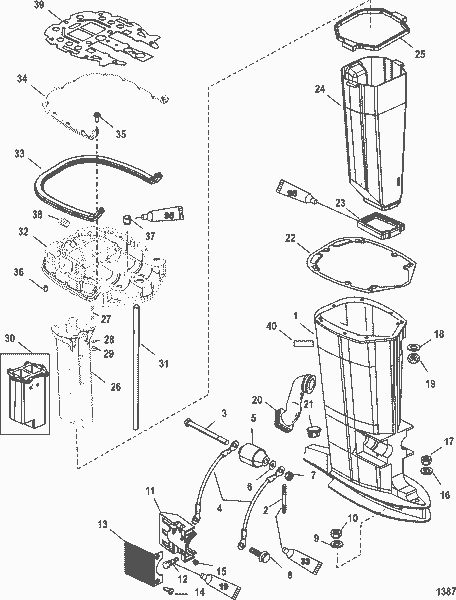 Order MERCURY 8343T10 Housing Assembly, Driveshaft - Black - Long