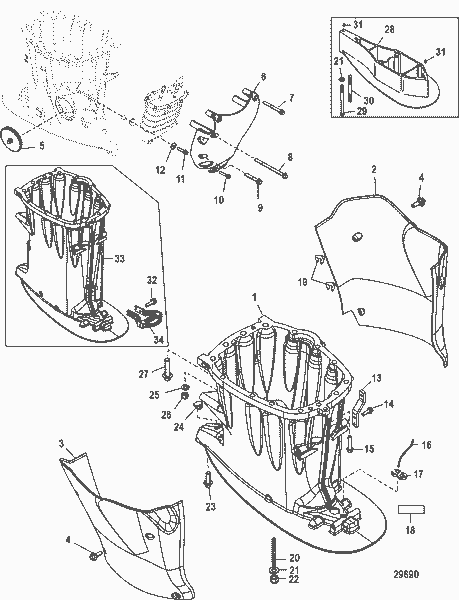 Order MERCURY 885363T04 Chap Assembly, X-Long/Xx-Long - Port And Starboard