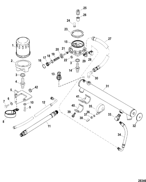 Order MERCURY _ 8M0000672 _ Hose Assembly, Oil (29.00 Inches), Cooler To Adapter