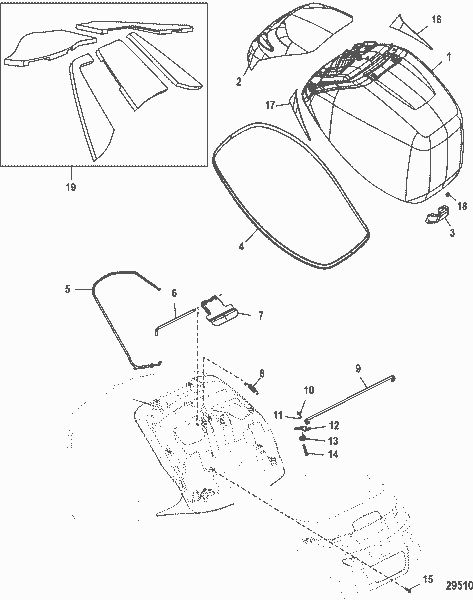 Order MERCURY 8M0090472 Top Cowl Assembly, Mercury, Cool White