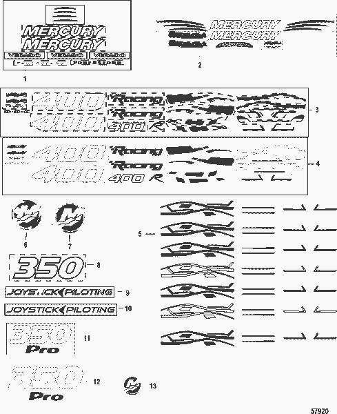 Order MERCURY 8M0096288 Decal Kit, 400R Racing Red