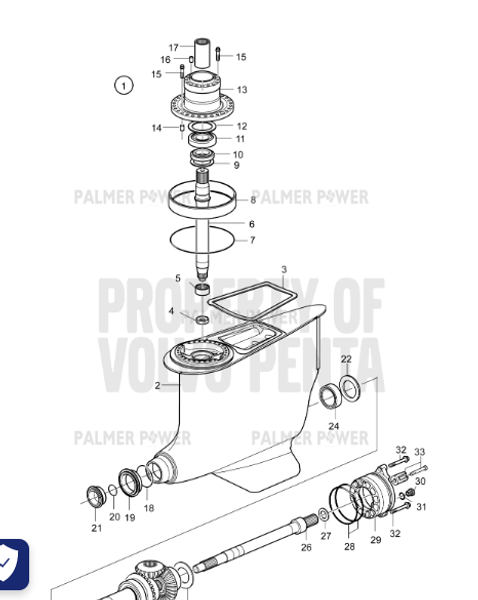Order VOLVO PENTA 3801678 Lower Gear, Reman