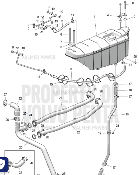 Order VOLVO PENTA 23053304 Air Vent Pipe