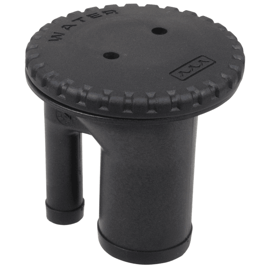 Order PERKO 0543DPGBLK Fig. 0543 1-1/2" Hose Straight Neck Vented Deck Fill - Gas, Black Cap