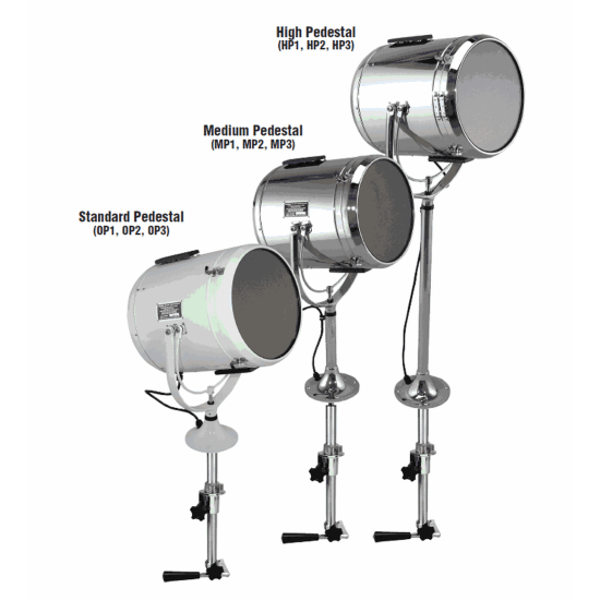 Order PERKO 0884MP3WHT 10", 12" & 14" Fig. 884 Lever Control Searchlights