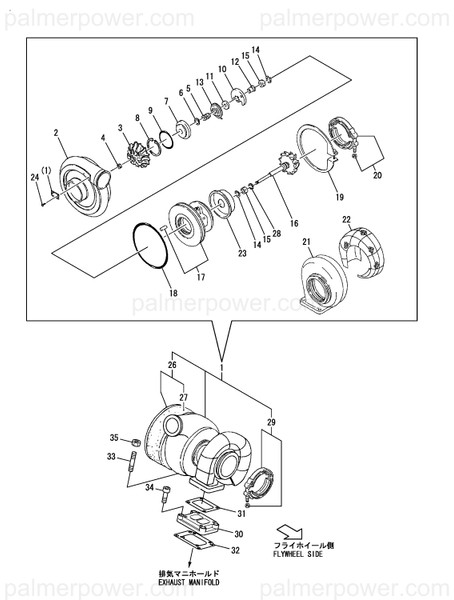 Order YANMAR 126672-18021-I Turbine, Td08H-30V