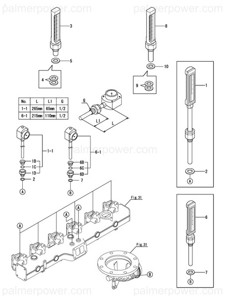 Order YANMAR 148620-91330 Thermometer,Exhaust