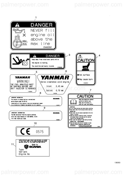 Order YANMAR 165000-49300 Plate, Warning