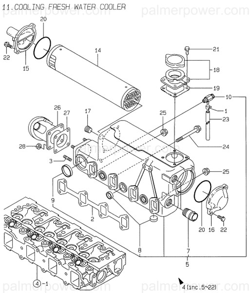 Order YANMAR 129619-13560 Elbow, Water Mixing