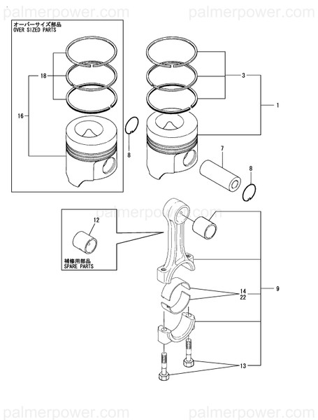 Order YANMAR 729690-22610 Piston Assy, 0.25 Os