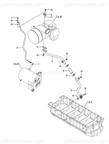 Order YANMAR 119581-39410 Pipe Assy, Lo T/C In