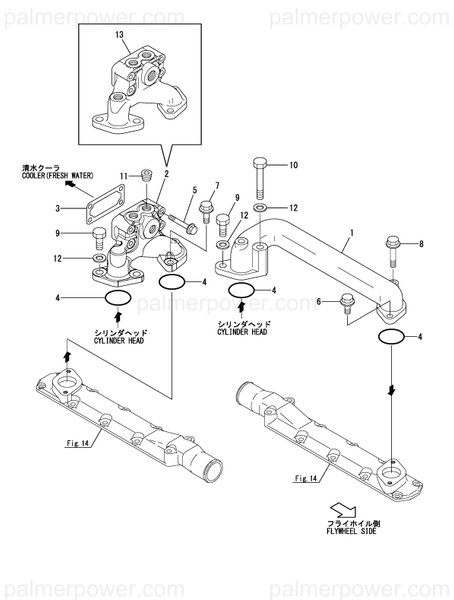 Order YANMAR 126613-49151 Bend, Head Outlet