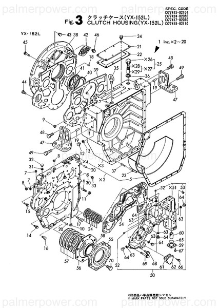 Order YANMAR 26203-100602 Bolt, M10X 60 Plated