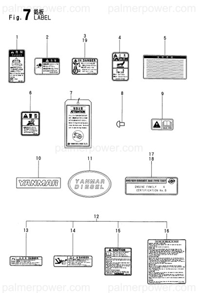 Order YANMAR 119775-07280 Label