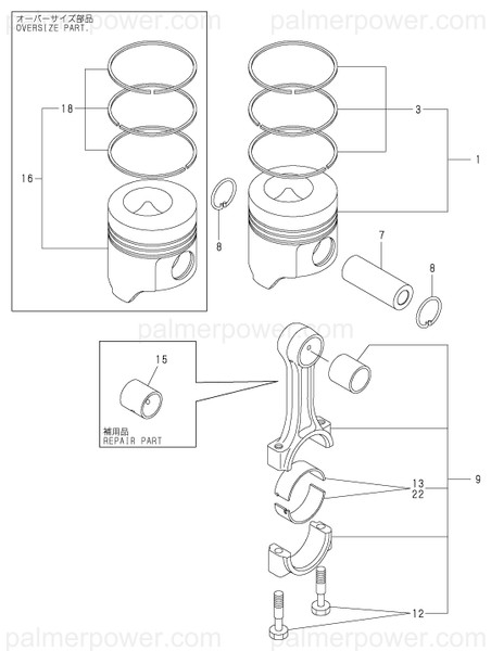 Order YANMAR 129670-22090 New 729690-22610 Piston.25