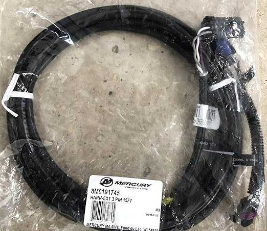 MERCURY 8M0191745 Extension Harness, 3 Pin, 15ft
