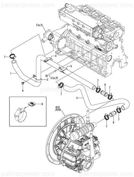 Order YANMAR 129675-49100 Hose, Sw Cooler Zf25