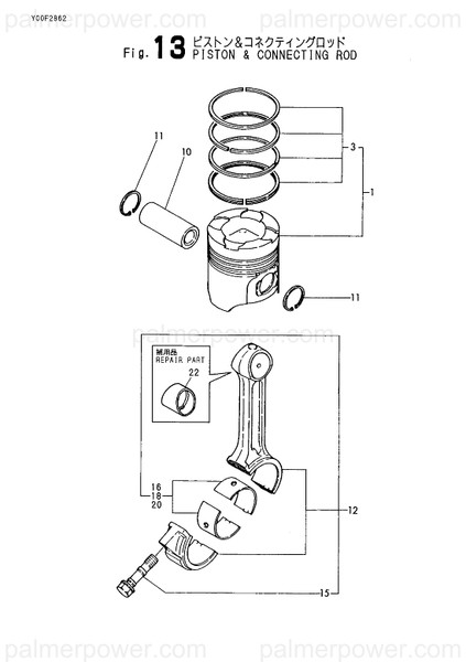 Order YANMAR 727694-22720 Piston Assy