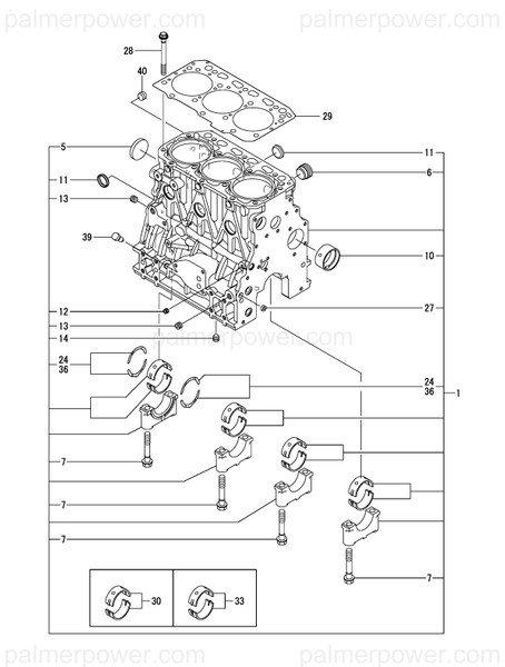 Order YANMAR 129A00-01560 Block Assy, Cylinder