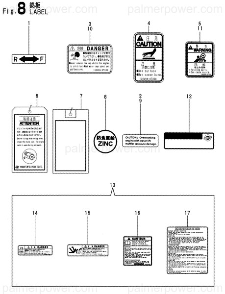 Order YANMAR 128277-07500 Label, Bso