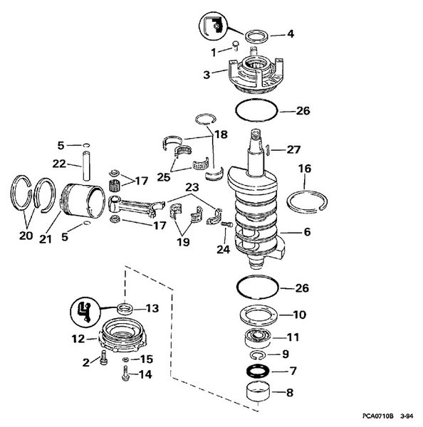 EVINRUDE-JOHNSON 434793 Crankcase Head Assy.