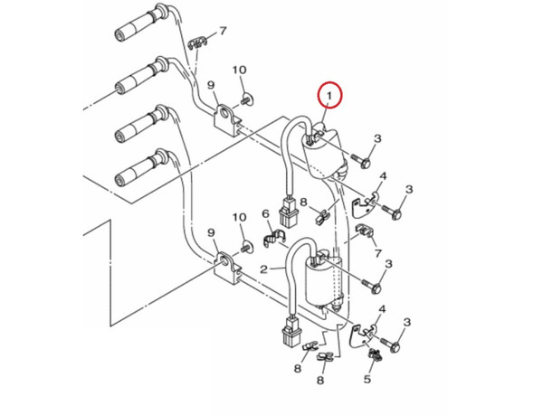 Order YAHAMA 68V-82310-01 Ignition Coil and Leads F115B