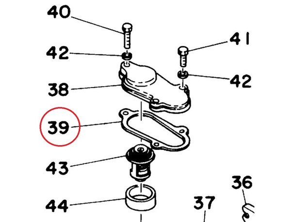 Order YAHAMA 626-12414-A0 Thermostat cover gasket 15A