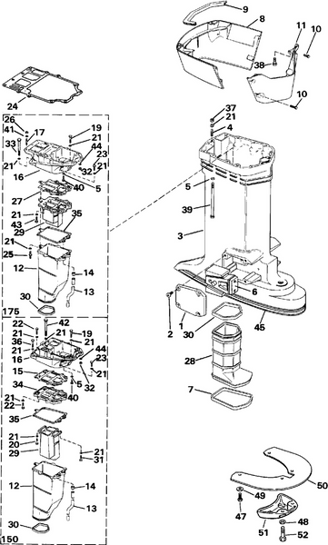 EVINRUDE-JOHNSON 335503 Gasket, Adap. To Pwrhd., 150