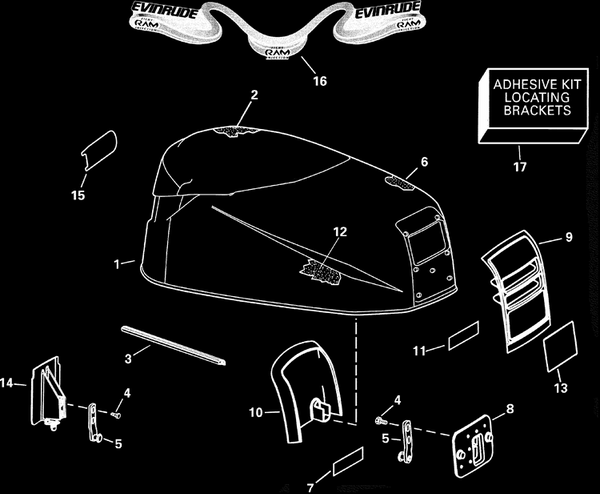 EVINRUDE-JOHNSON 214908 Decal, Rear | (75Fsl.)