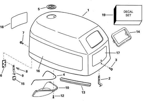 EVINRUDE-JOHNSON 214944 Decal, Rear | (15R, E Models.)