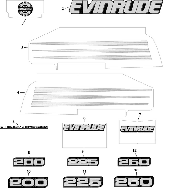EVINRUDE-JOHNSON 215341 250 - Front | New P/N For 2003