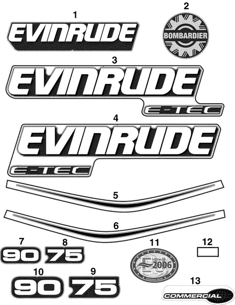 EVINRUDE-JOHNSON 215652 "Commercial", Decal (W Models Only) | (W Model Only)