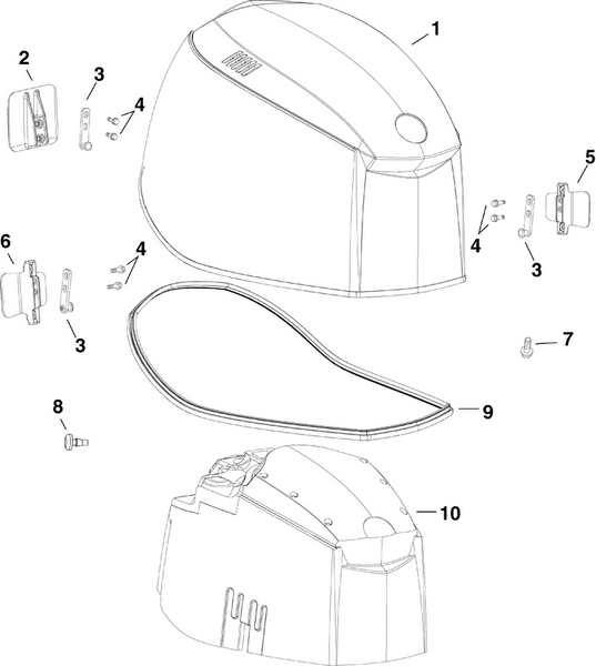 EVINRUDE-JOHNSON 285779 Engine Cover Assembly, White - 250 H.O. | Includes All Decals, Except "Hp" Decal