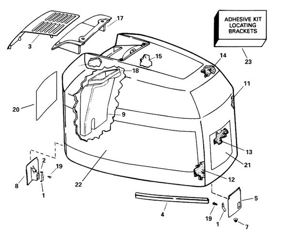 EVINRUDE-JOHNSON 346495 Decal, Front, 225 - Z,X | Silver - Px, Cx, Pz, Cz, Silver - Pl, Hl, Hg