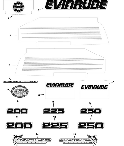 EVINRUDE-JOHNSON 351237 Saltwater Edition - Starboard | New P/N For 2004