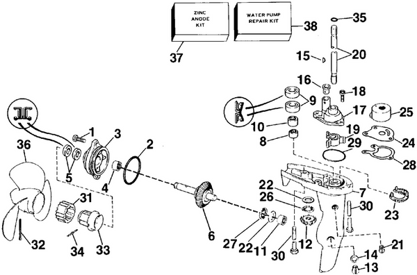 EVINRUDE-JOHNSON 381791 Thrust Bearing Assy
