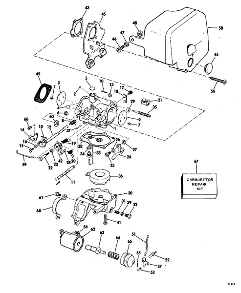 EVINRUDE-JOHNSON 387814 Choke Shaft & Arm