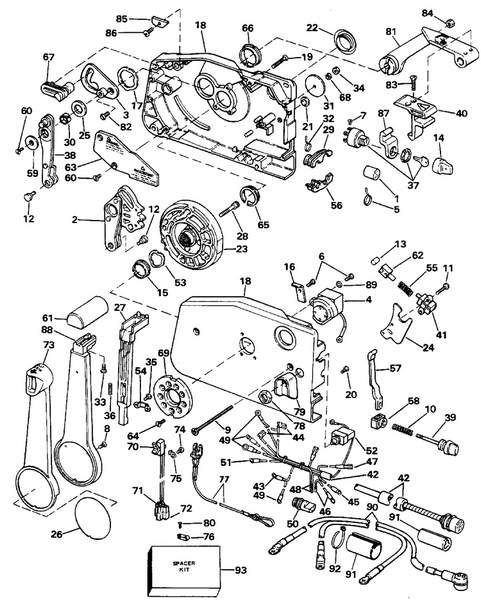 EVINRUDE-JOHNSON 390795 Space Kit, Remote Control Mounting