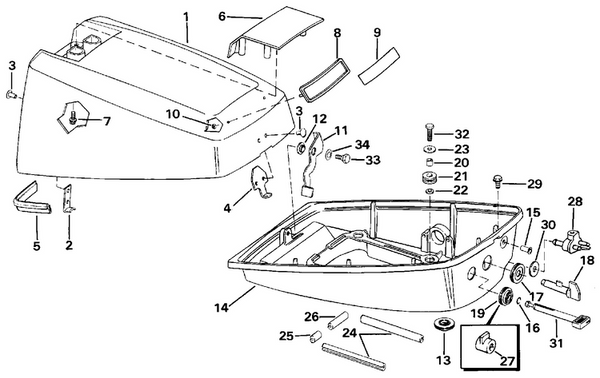 EVINRUDE-JOHNSON 396888 Engine Cover, Lower