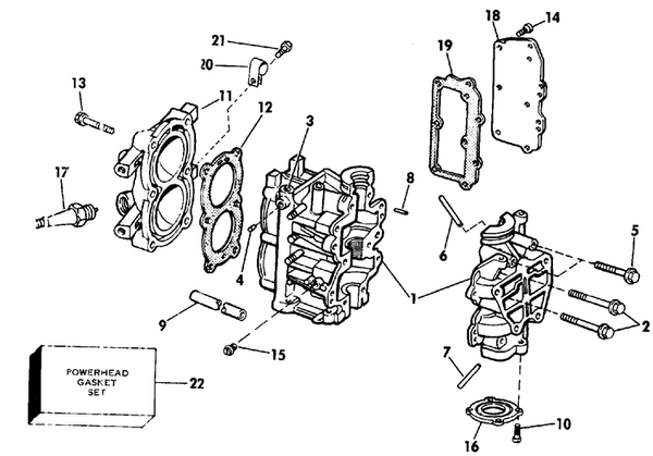 EVINRUDE-JOHNSON 432474 Powerhead Gasket Set