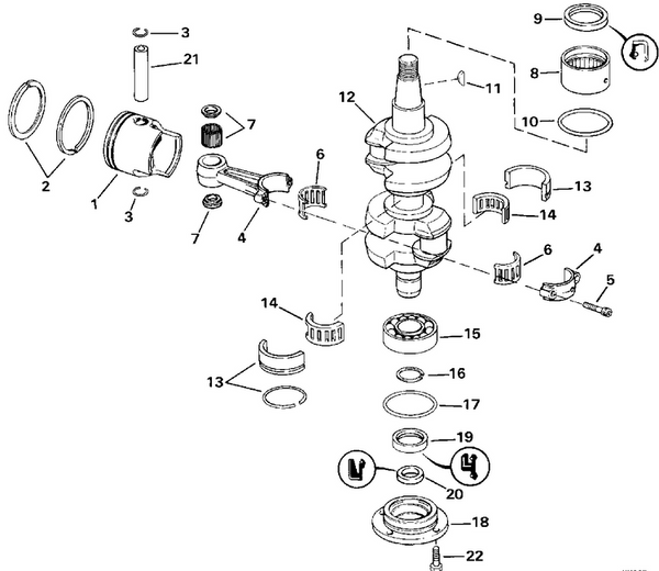 EVINRUDE-JOHNSON 434108 Piston & Ring Assy., 0.030 In. O.S.